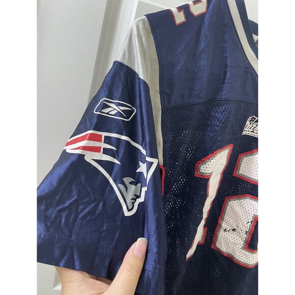 Vintage New England Patriots Youth Jersey #12 Brady Reebok Large 14-16 17.5x27.5 - Picture 7 of 11